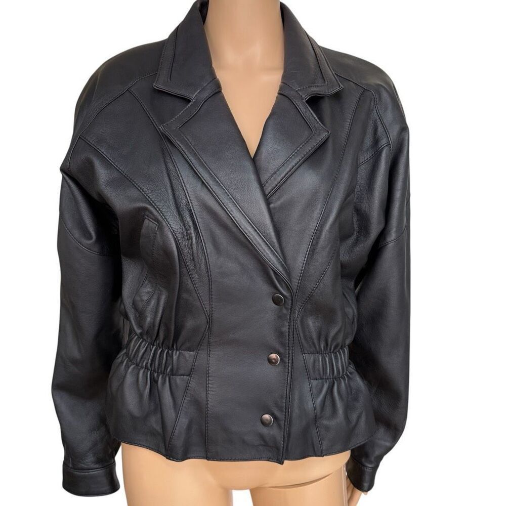Midnight oil vintage genuine soft leather moto biker jacket women’s size S